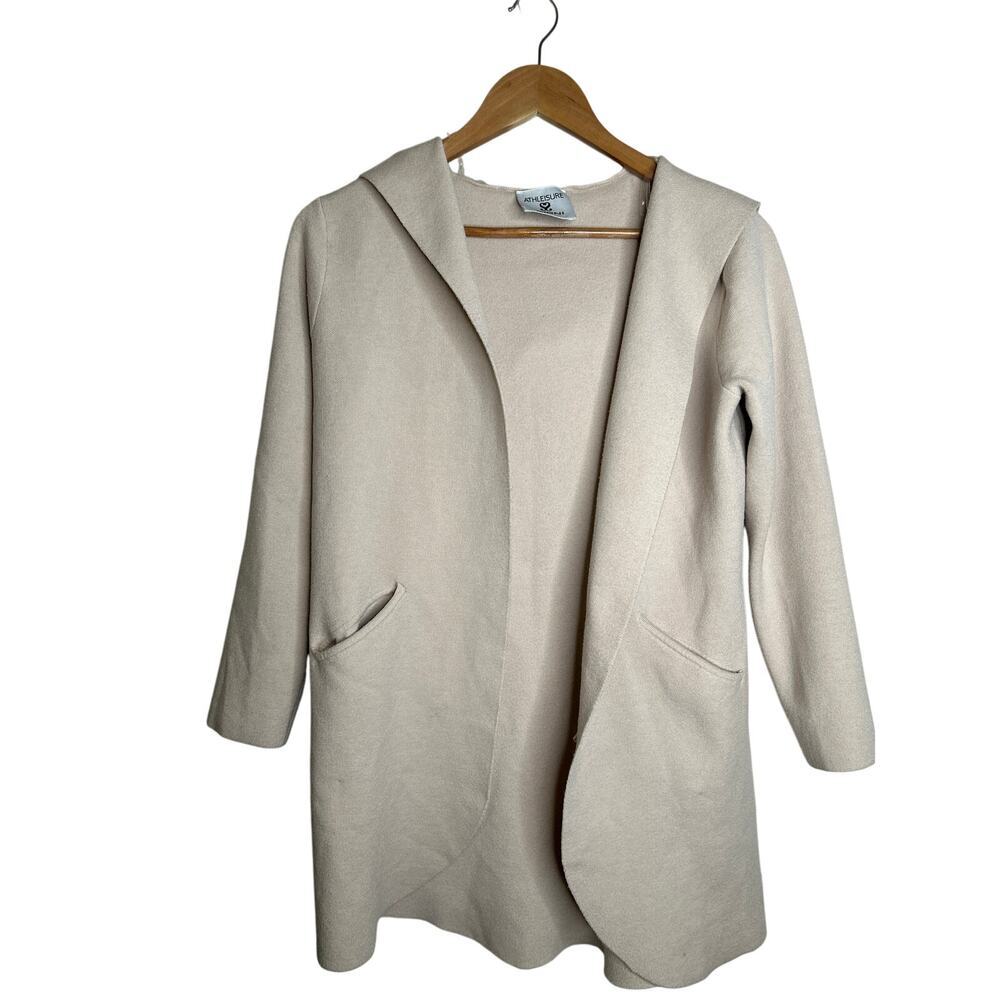 Athleisure by Sioni Women's Open Front Hooded Cardigan Pale Pink S